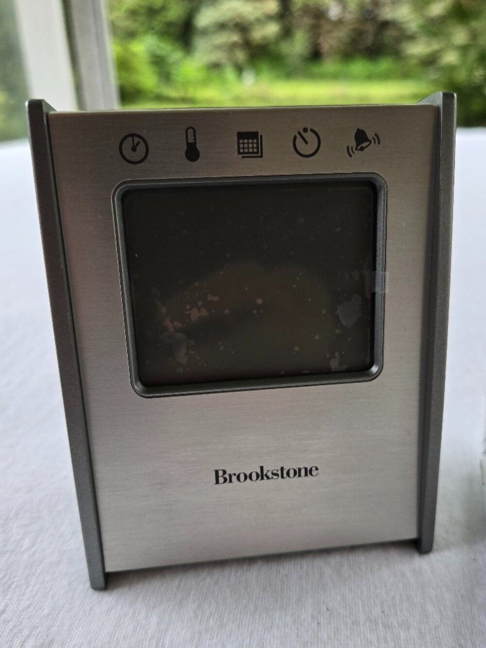 Brookstone 5 in 1 Sensor Travel Clock Time Temp Date Alarm Timer NIB